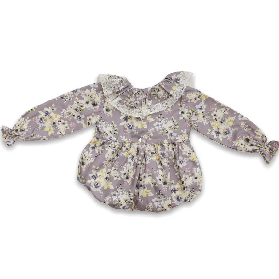 Lilac Frill Collar Romper (3M)