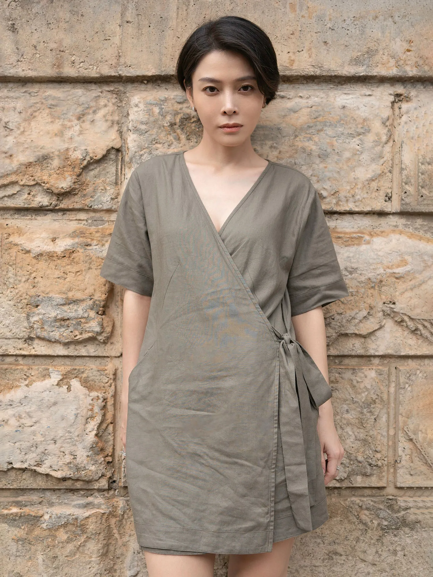 Linen Wrap Dress