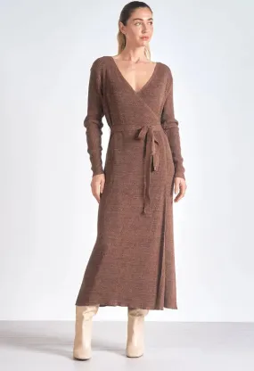 Long Sleeve Knit Wrap Dress