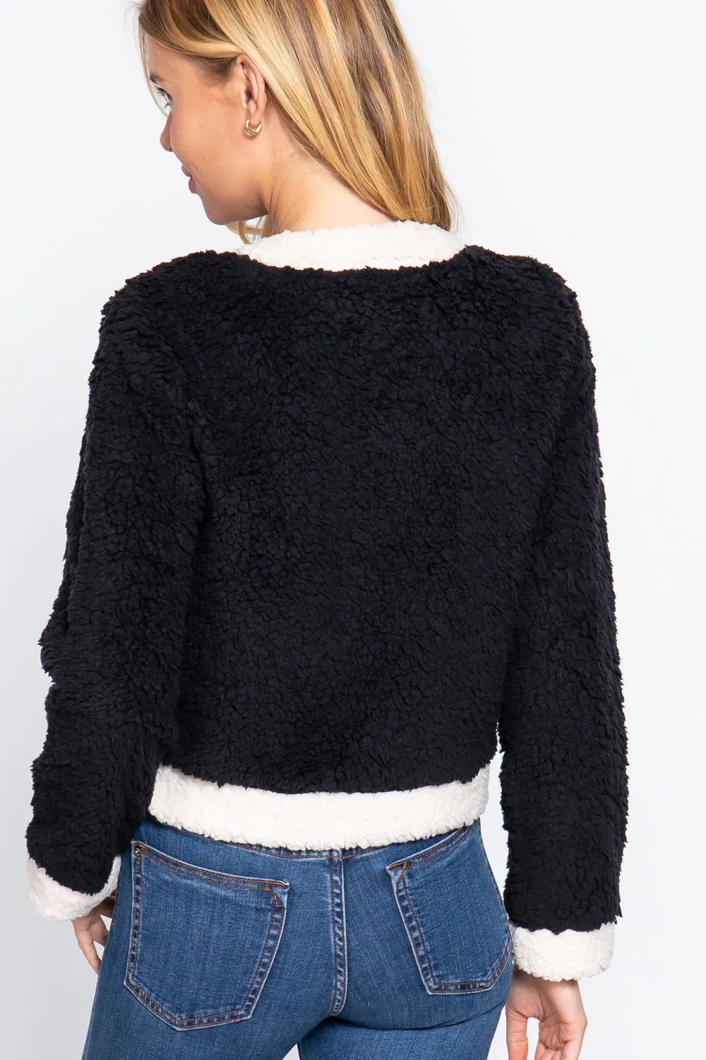 Long Sleeve Pocket Detail Faux Fur Jacket - 3 colors - Ships from The US