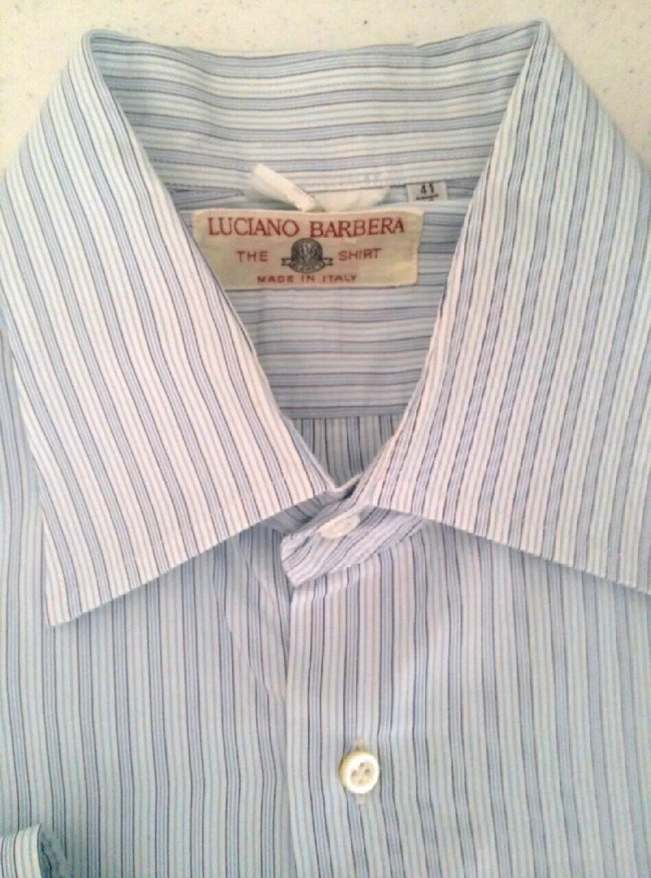 Luciano Barbera- Blue Pinstripe Dress Shirt- Size (41 Euro) 16