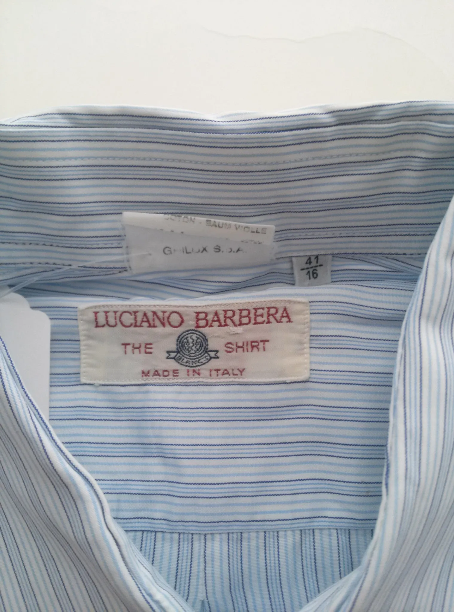 Luciano Barbera- Blue Pinstripe Dress Shirt- Size (41 Euro) 16