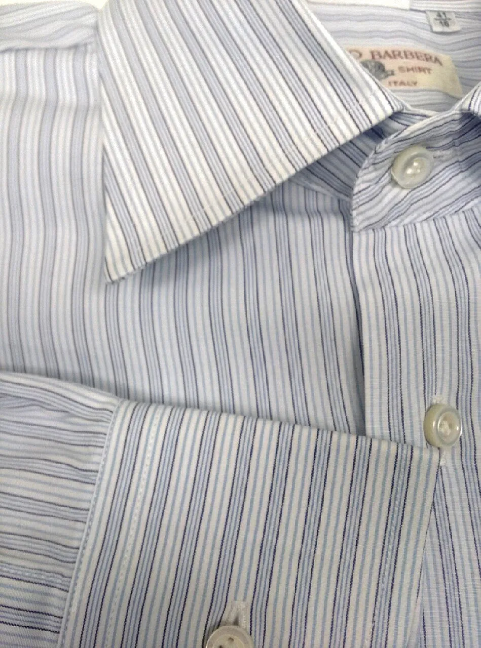 Luciano Barbera- Blue Pinstripe Dress Shirt- Size (41 Euro) 16