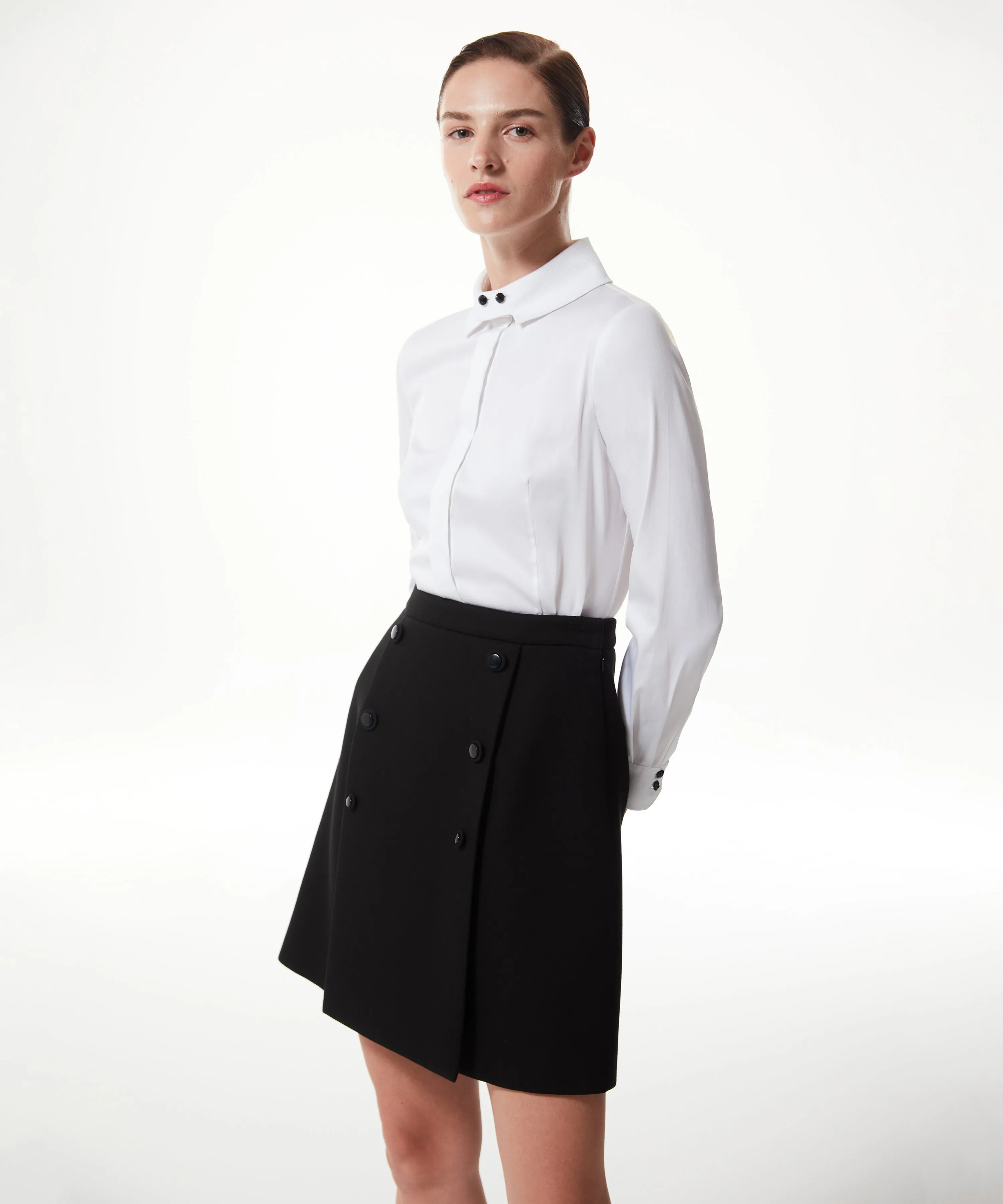 Machka Skirt With Ornamental Buttons Black