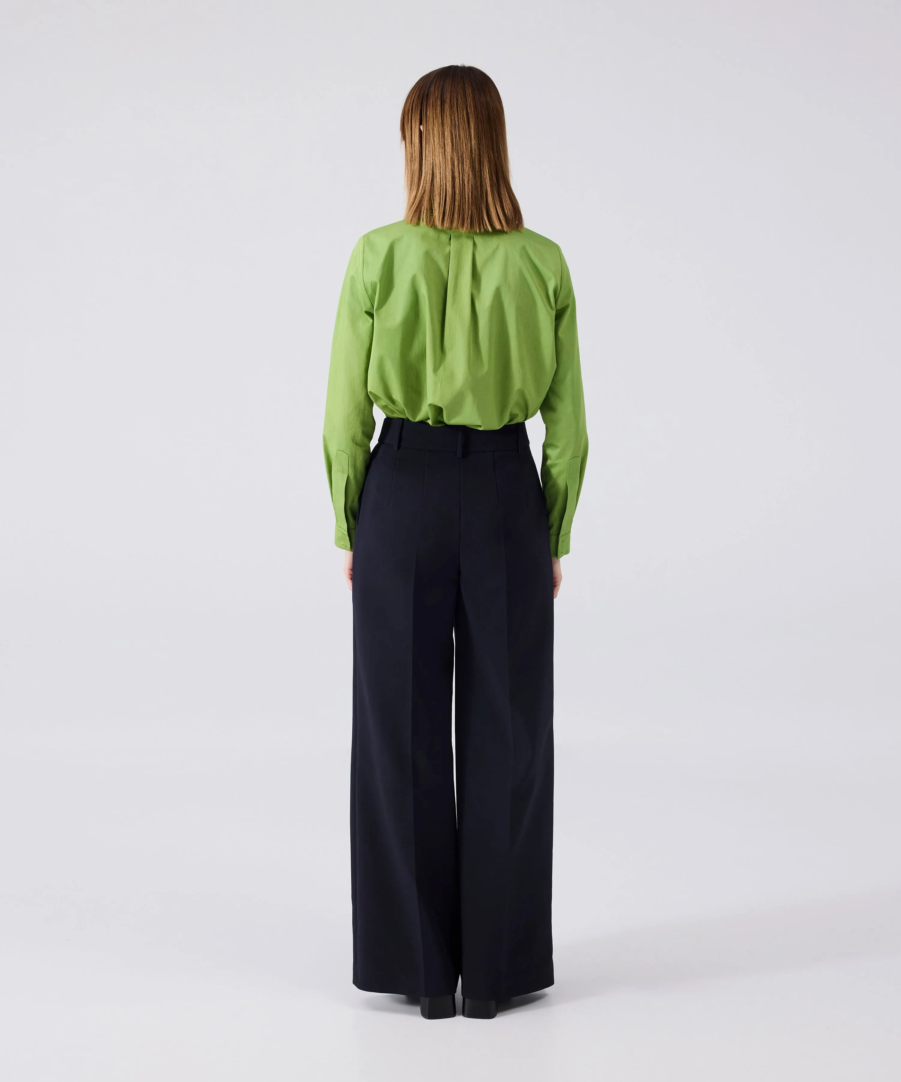 Machka Wide Leg Fit Pleated Trousers
 Navy Blue