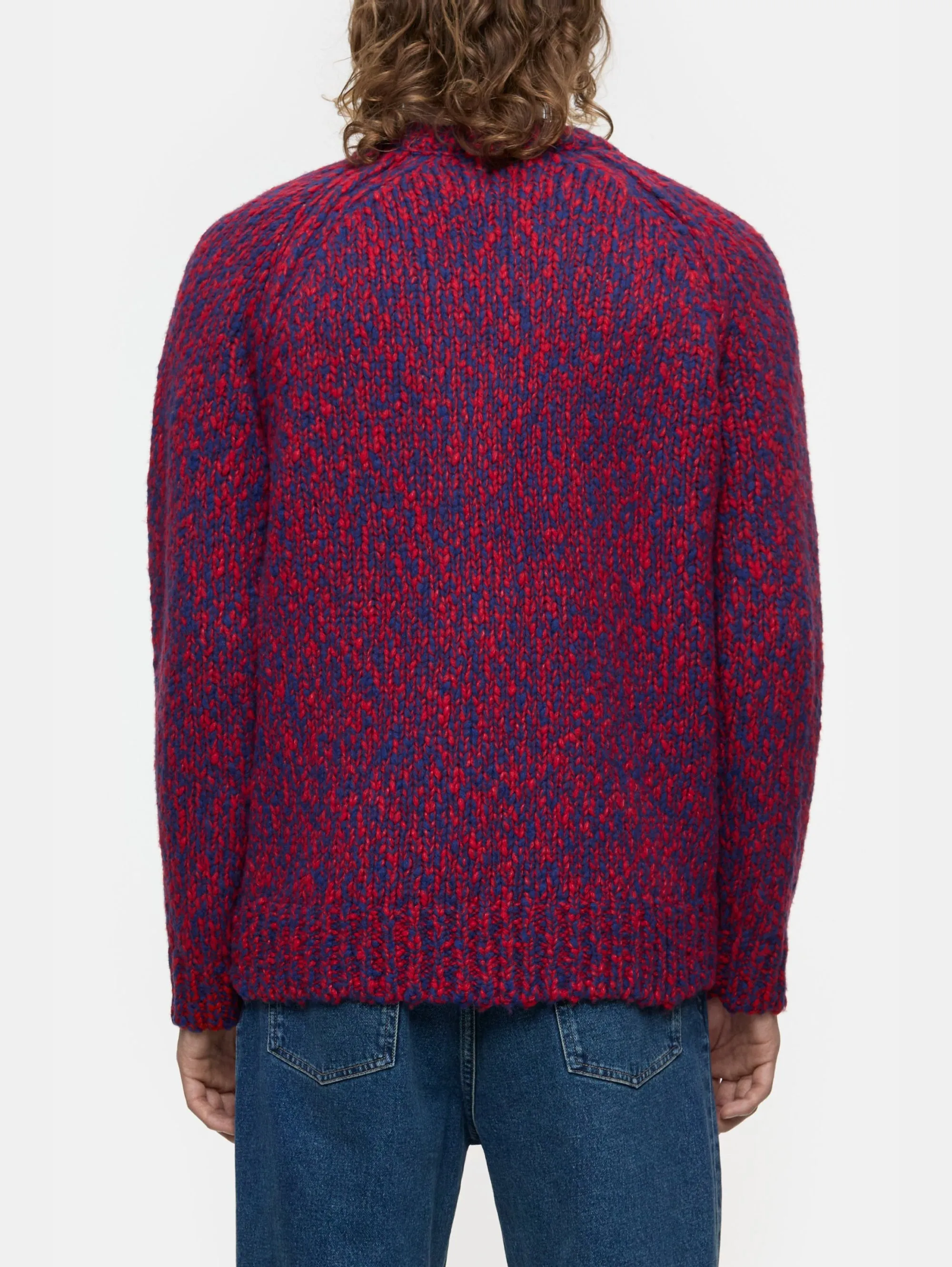 Maglione in Lana Mouliné Rosso/Blu