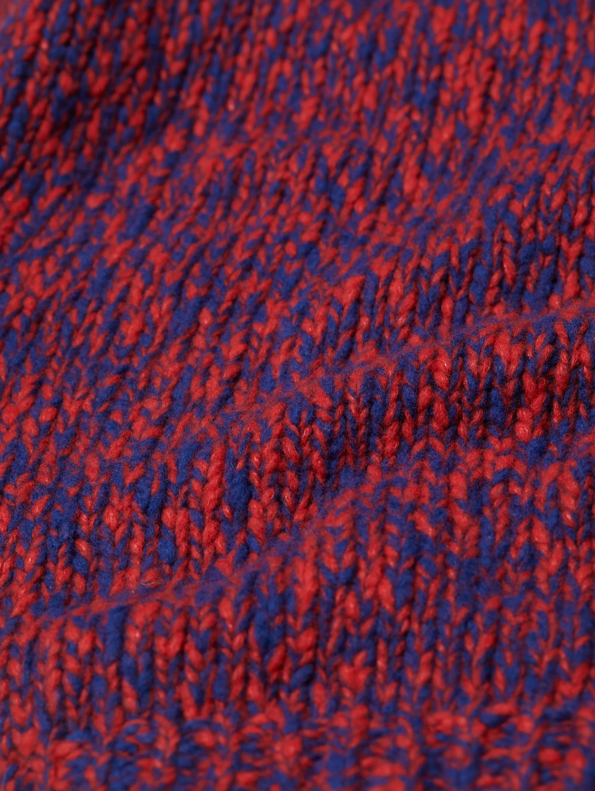 Maglione in Lana Mouliné Rosso/Blu