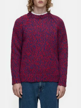 Maglione in Lana Mouliné Rosso/Blu