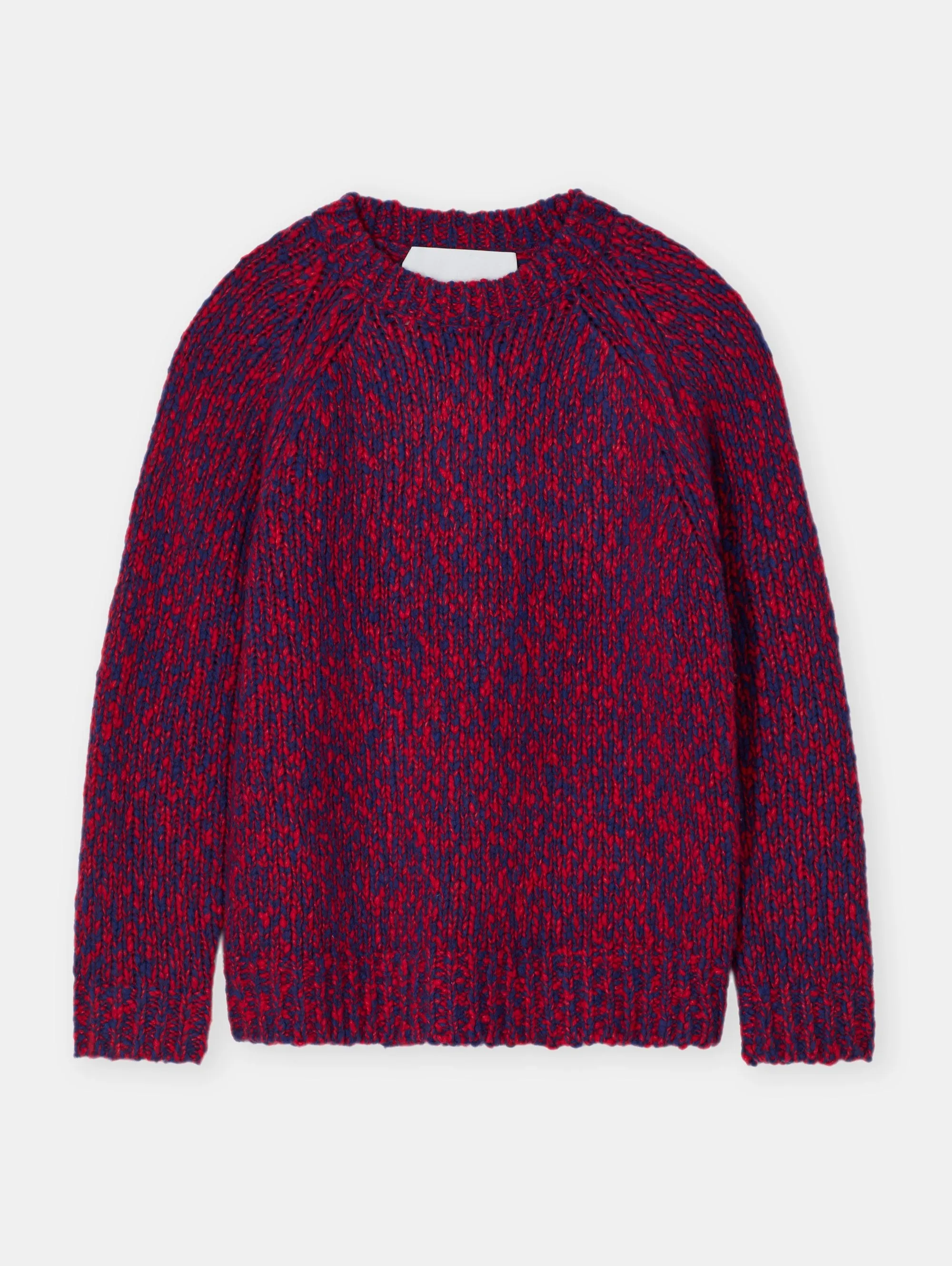 Maglione in Lana Mouliné Rosso/Blu