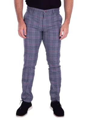 Men's Plaid Dress Pants Red & Grey