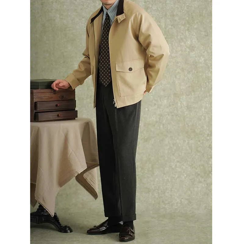 Men's Short British Style Casual Stand Collar Jacket