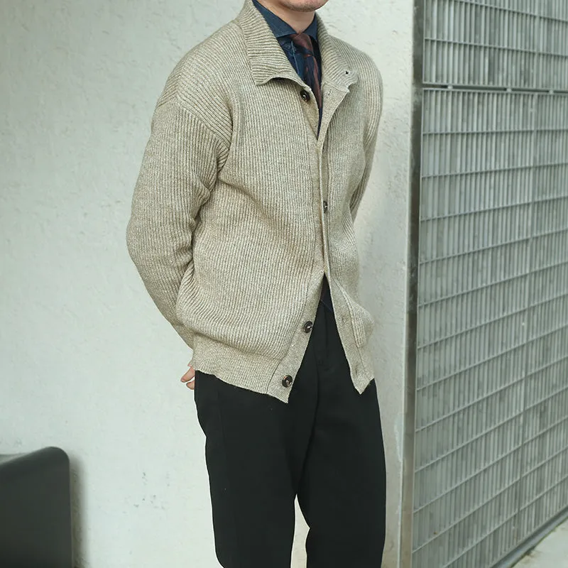 Men's Single-breasted Stand Collar Knitted Jacket