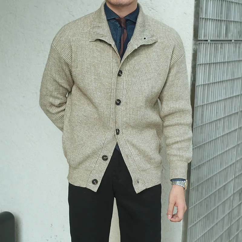 Men's Single-breasted Stand Collar Knitted Jacket