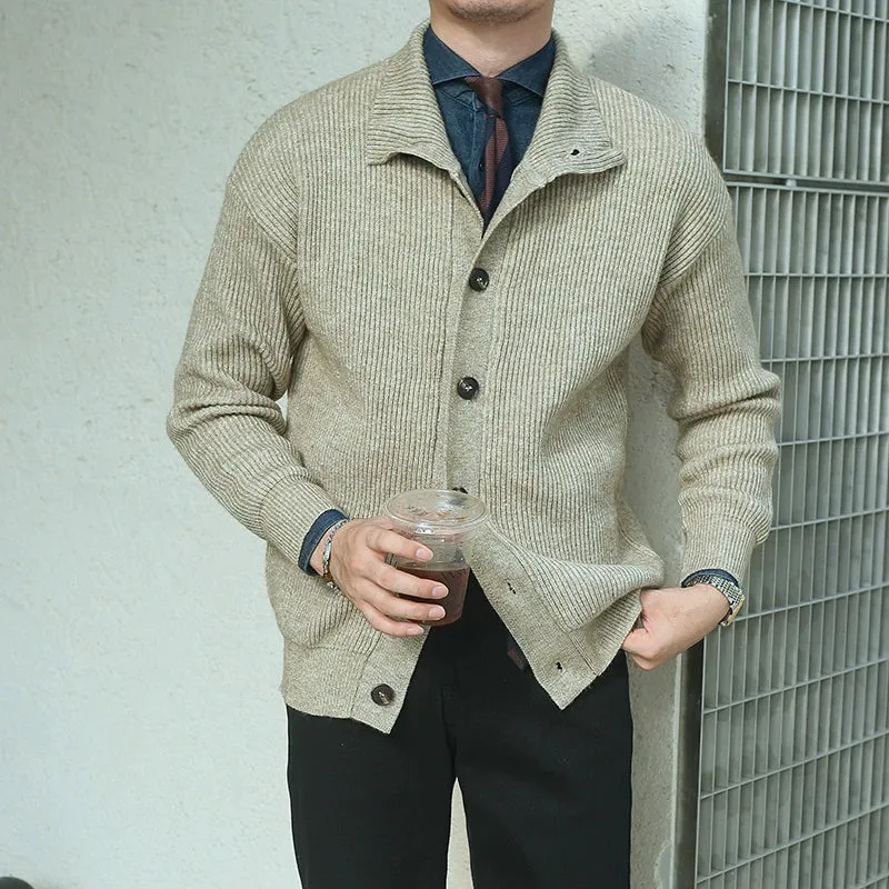 Men's Single-breasted Stand Collar Knitted Jacket