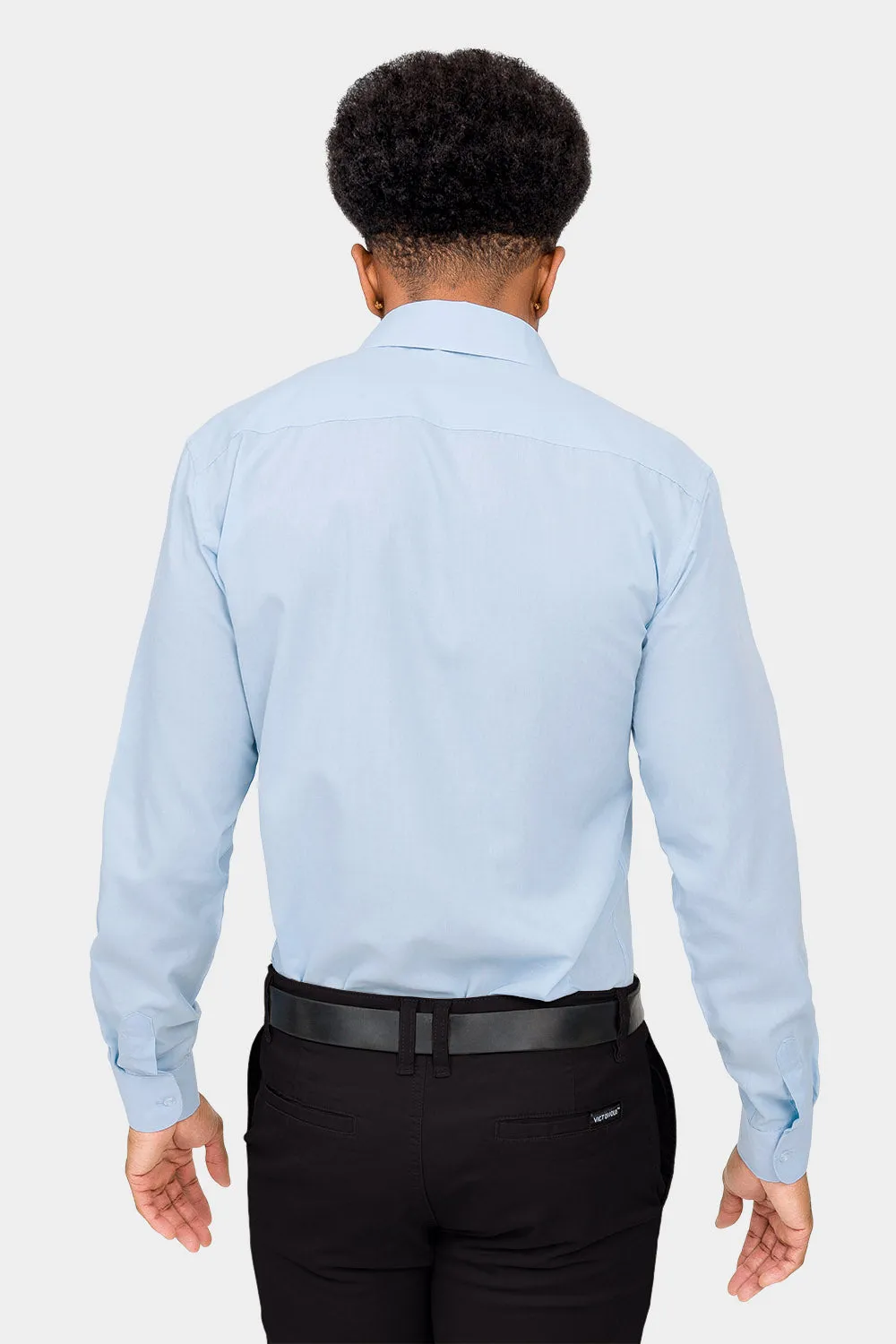 Men's Slim Fit Solid Color Dress Shirt (Sky Blue)