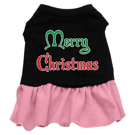 Merry Christmas Screen Print Dress Black with Pink Med (12)