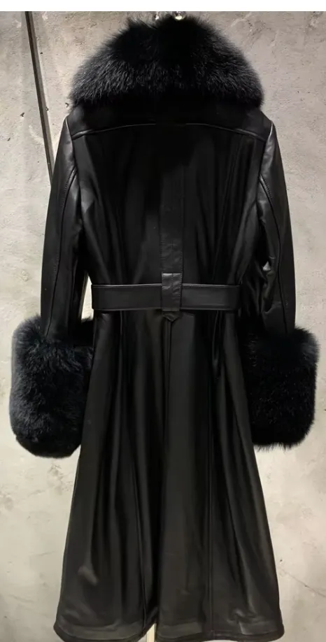 “Michigan” Leather and Fur Trench Coat