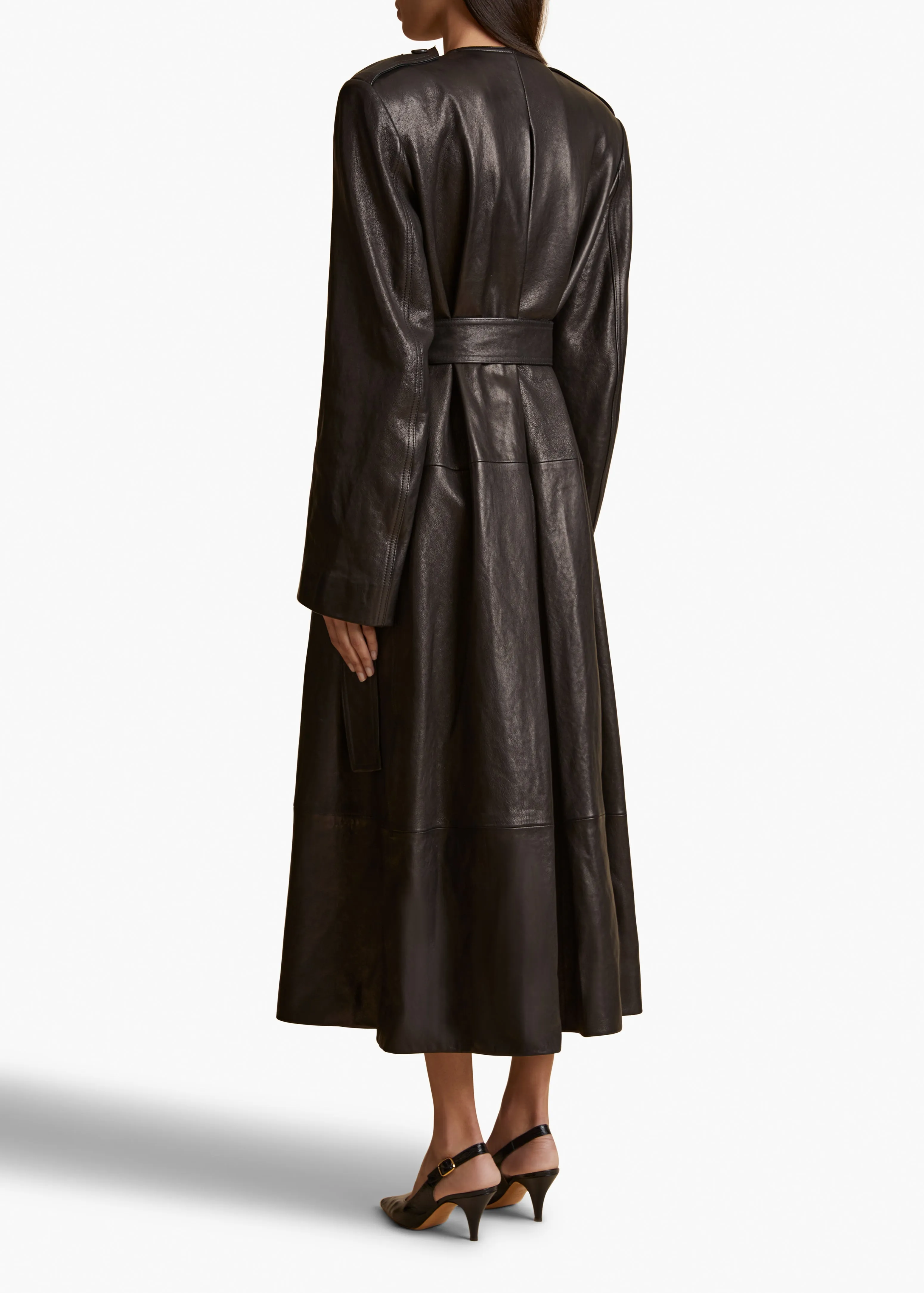 Minnler Trench in Black Leather