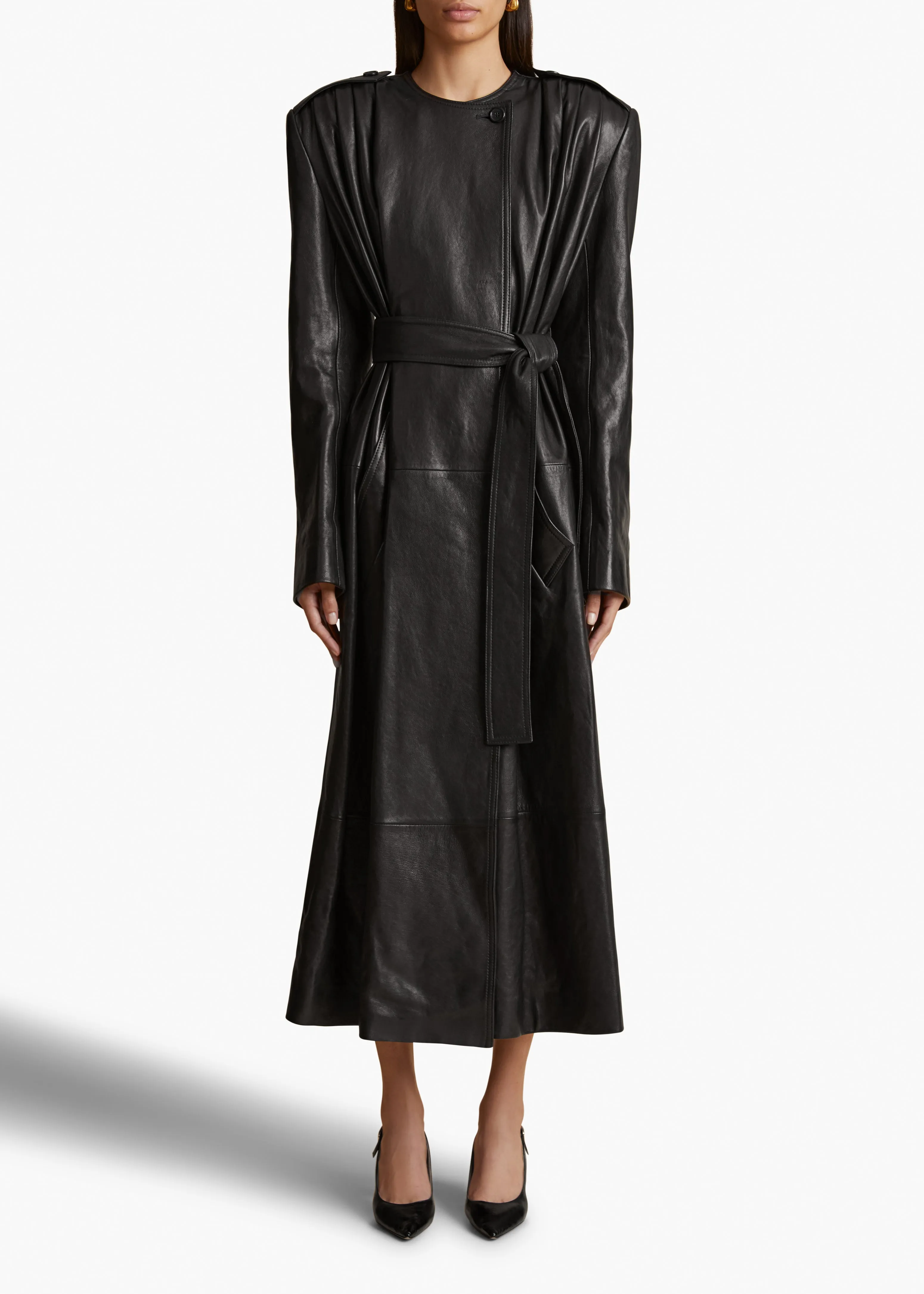 Minnler Trench in Black Leather