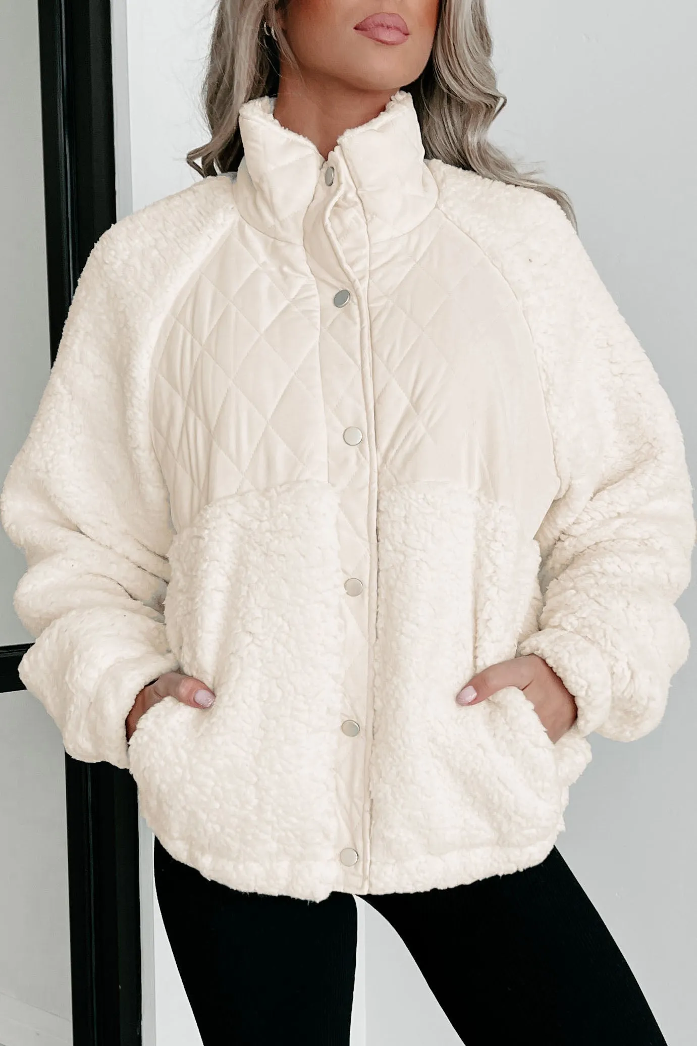 My Hearts Desire Quilted Sherpa Jacket (Cream)