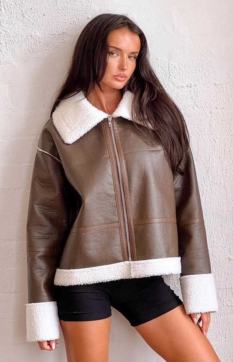 Myki Brown Sherpa Jacket