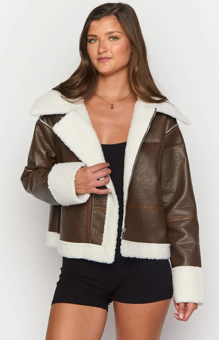 Myki Brown Sherpa Jacket