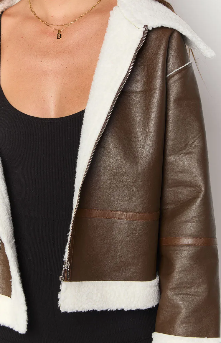 Myki Brown Sherpa Jacket