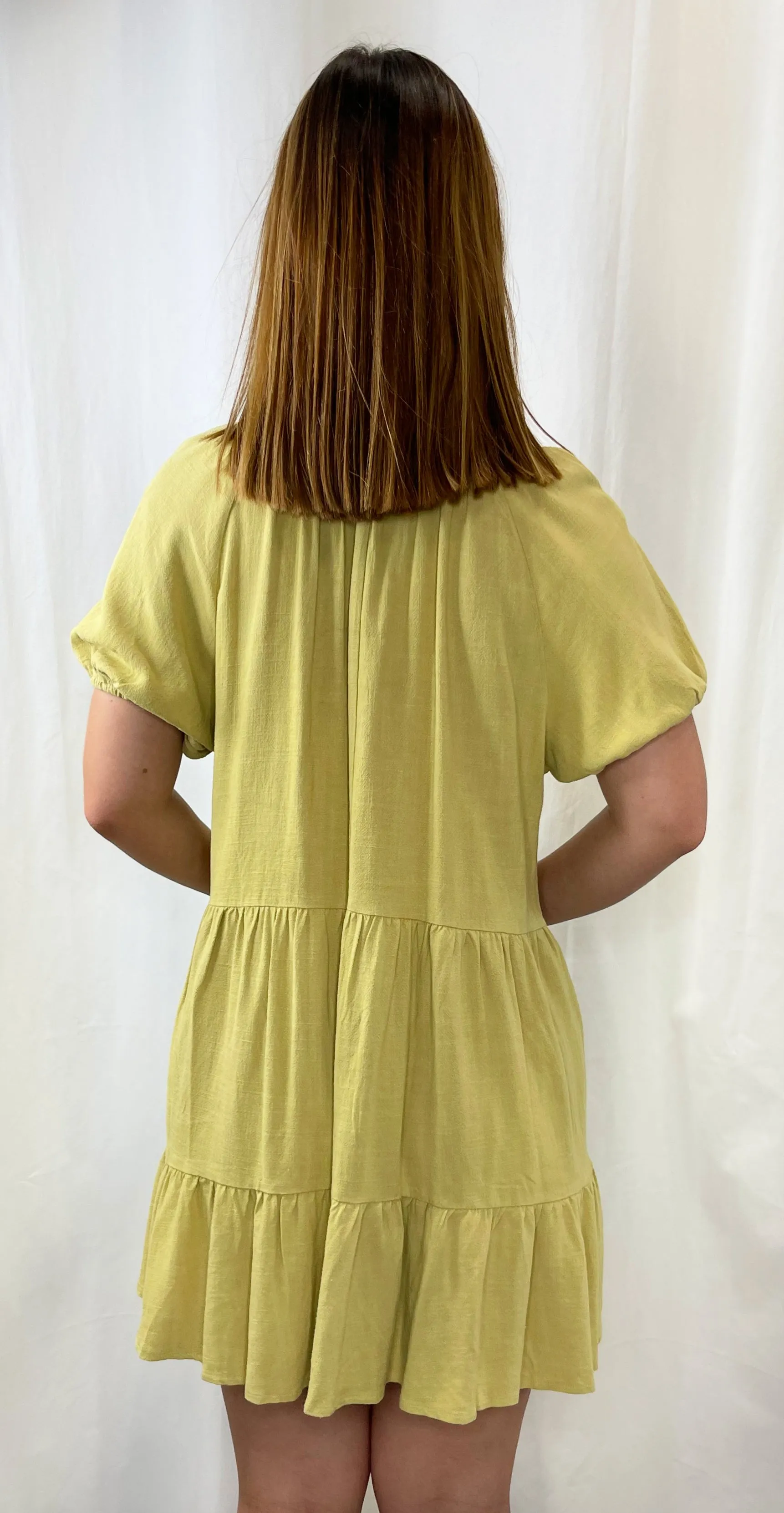 Natural Gold Tiered Babydoll Shift Dress