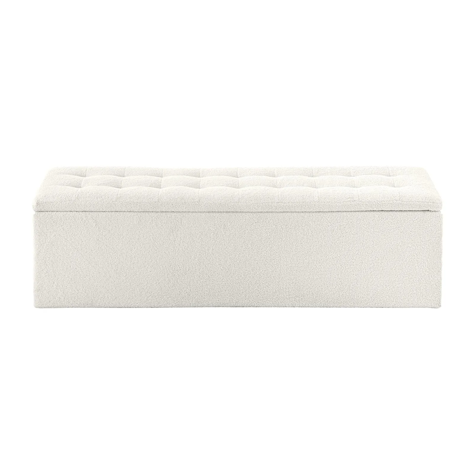 Oikiture Storage Ottoman Blanket Box Foot Stool XL Chest Toy Sherpa Linen White