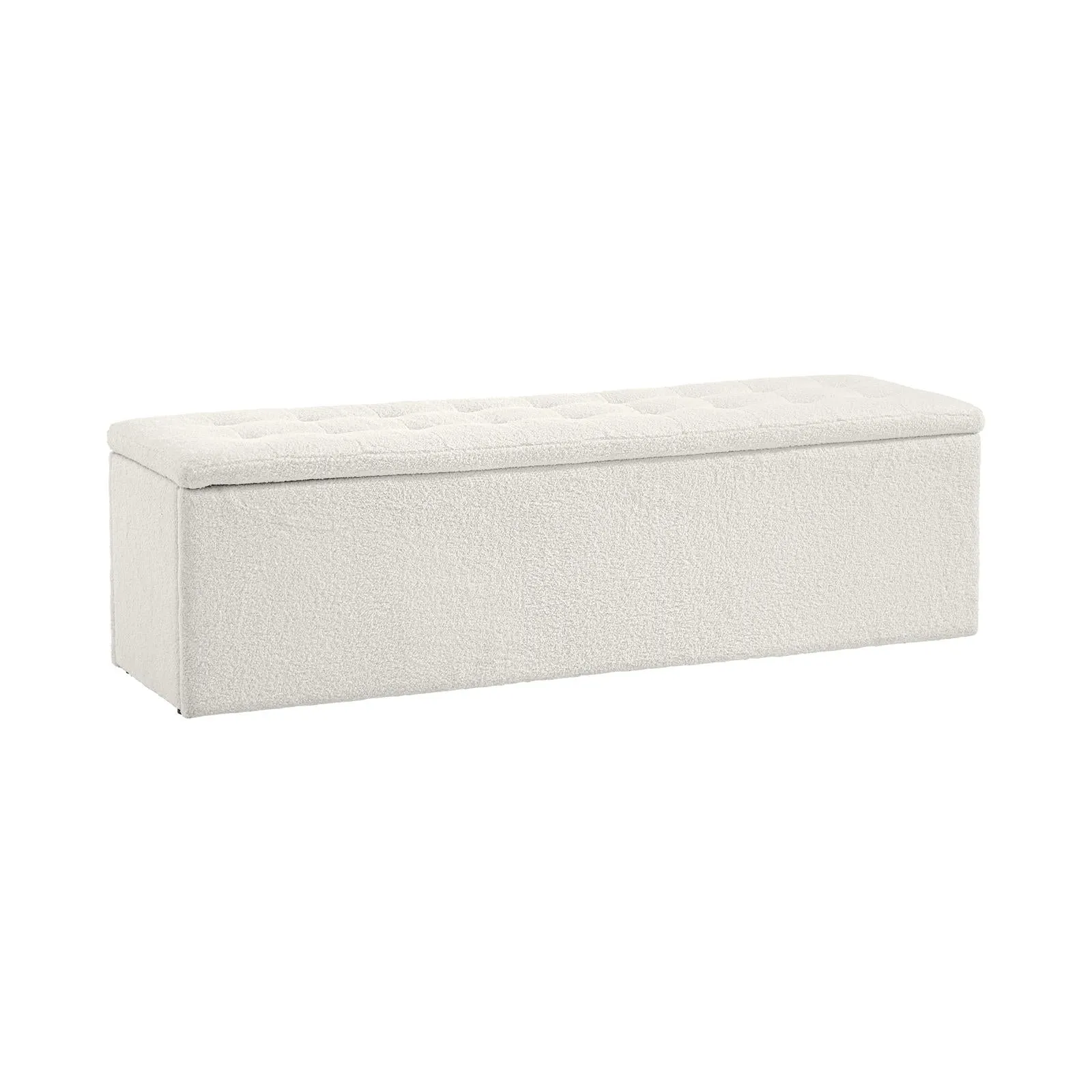 Oikiture Storage Ottoman Blanket Box Foot Stool XL Chest Toy Sherpa Linen White