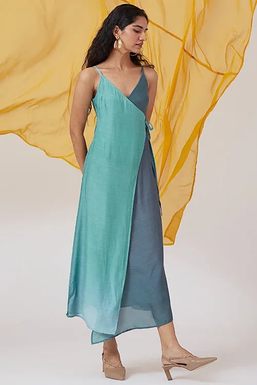 Okhai 'Seatherny' Ombre Sleeveless Modal Silk Wrap Dress