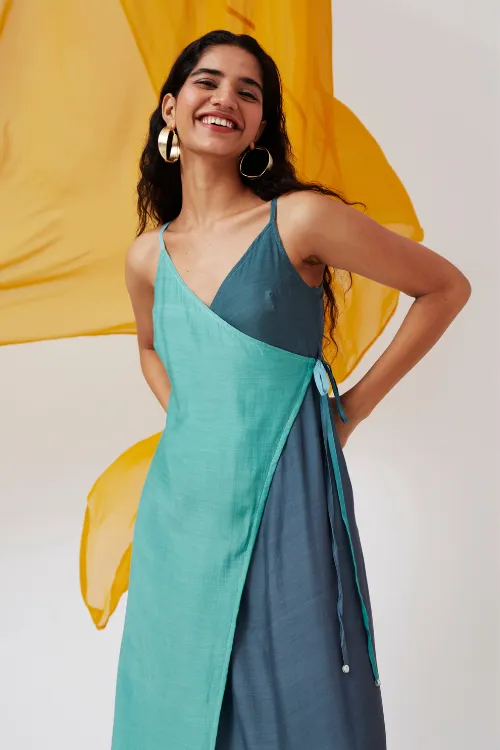 Okhai 'Seatherny' Ombre Sleeveless Modal Silk Wrap Dress