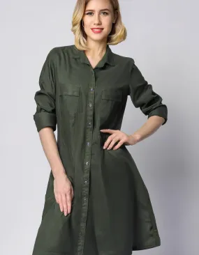 Olive Green Utility Shirt Dress