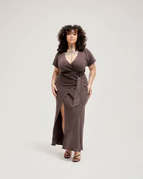 OMNIA CAPSLEEVE DRESS CHOCOLATE