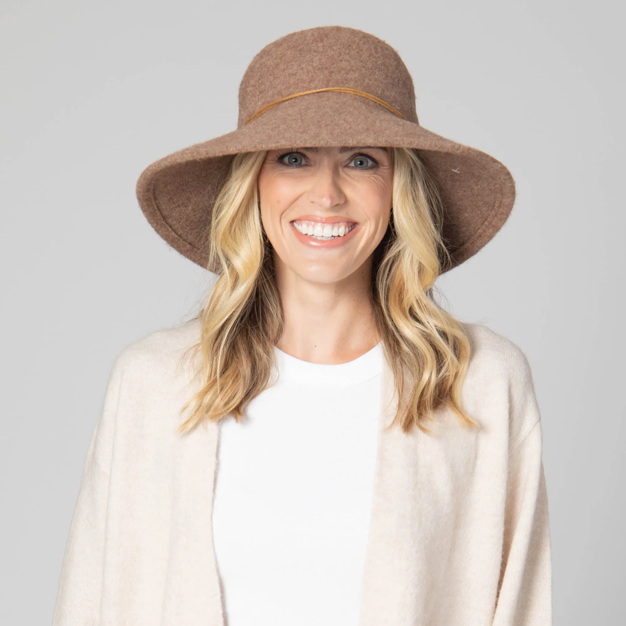 Park Lane - Wool Blend Floppy Hat with Leather Cording Trim