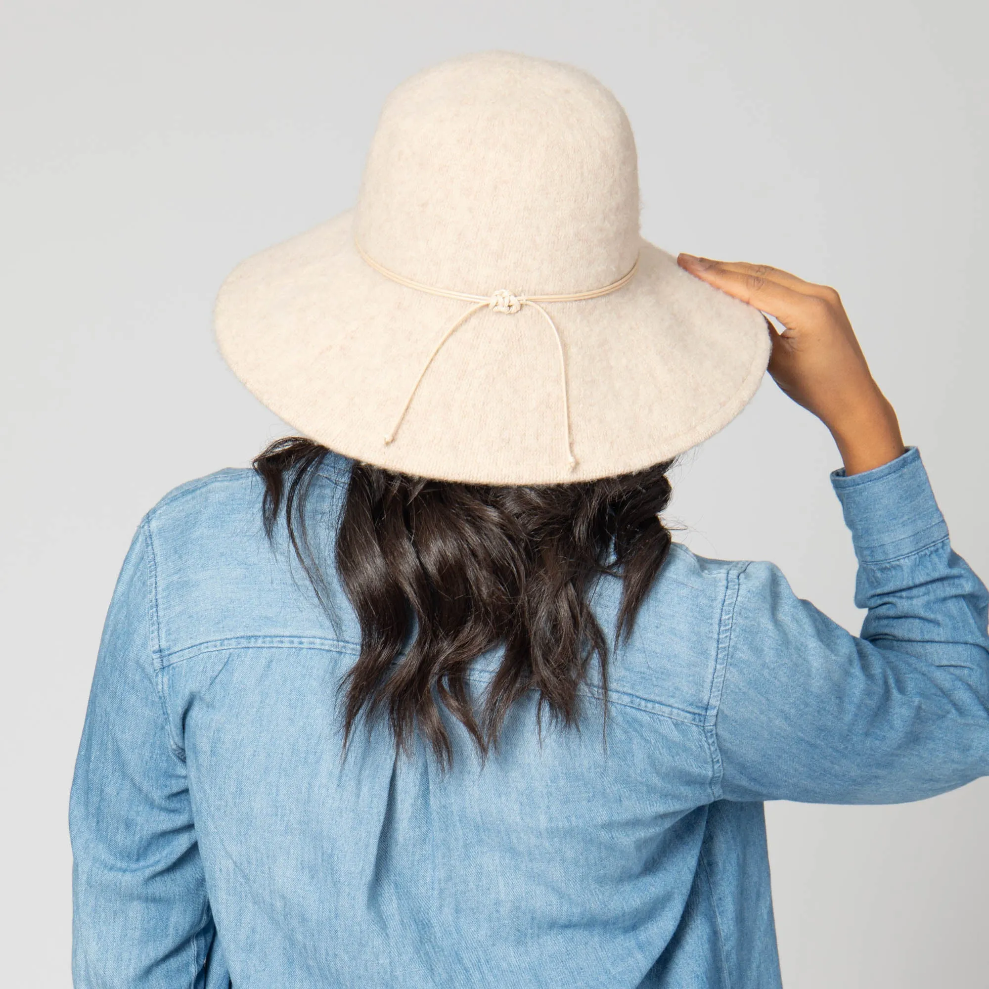 Park Lane - Wool Blend Floppy Hat with Leather Cording Trim