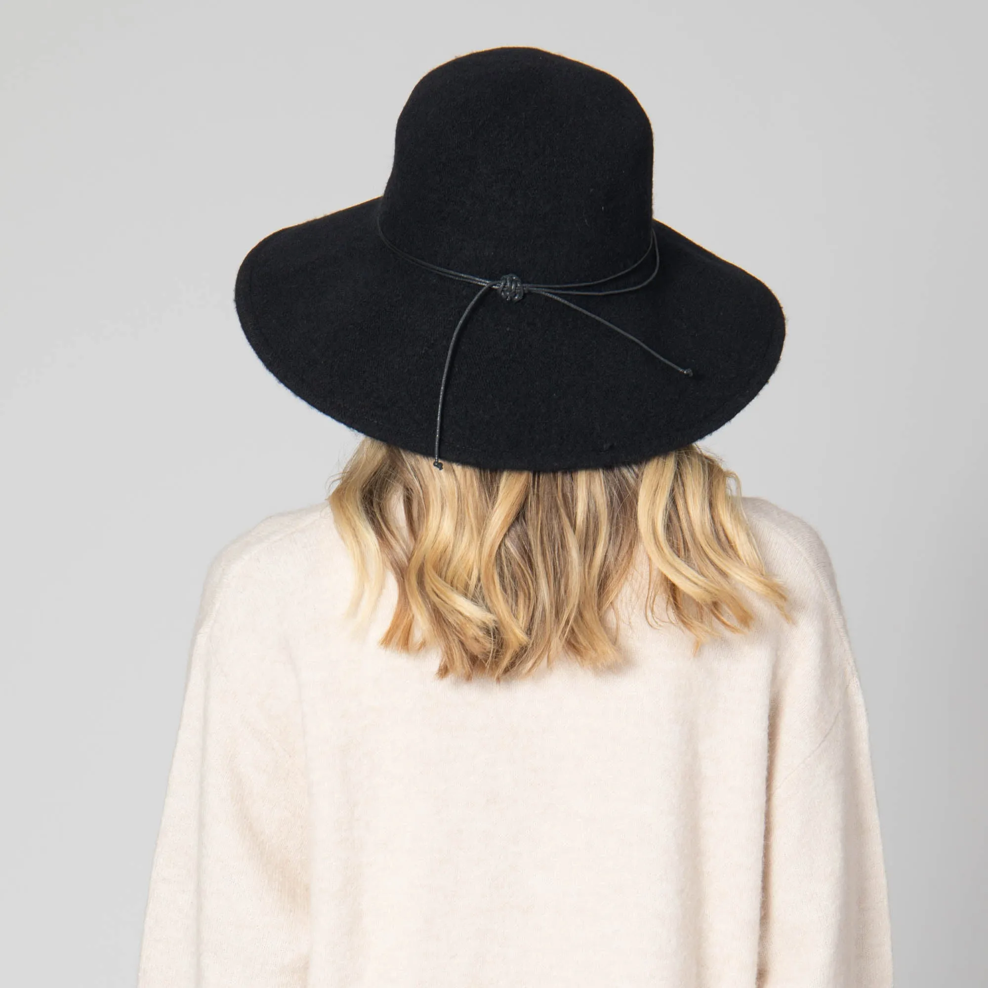 Park Lane - Wool Blend Floppy Hat with Leather Cording Trim