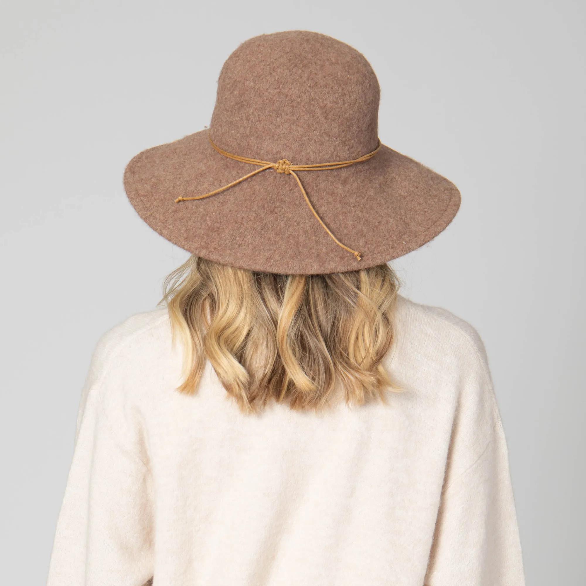 Park Lane - Wool Blend Floppy Hat with Leather Cording Trim