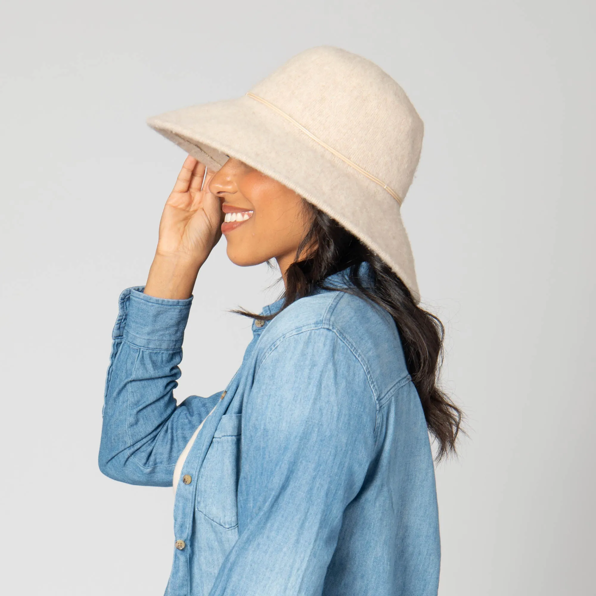 Park Lane - Wool Blend Floppy Hat with Leather Cording Trim