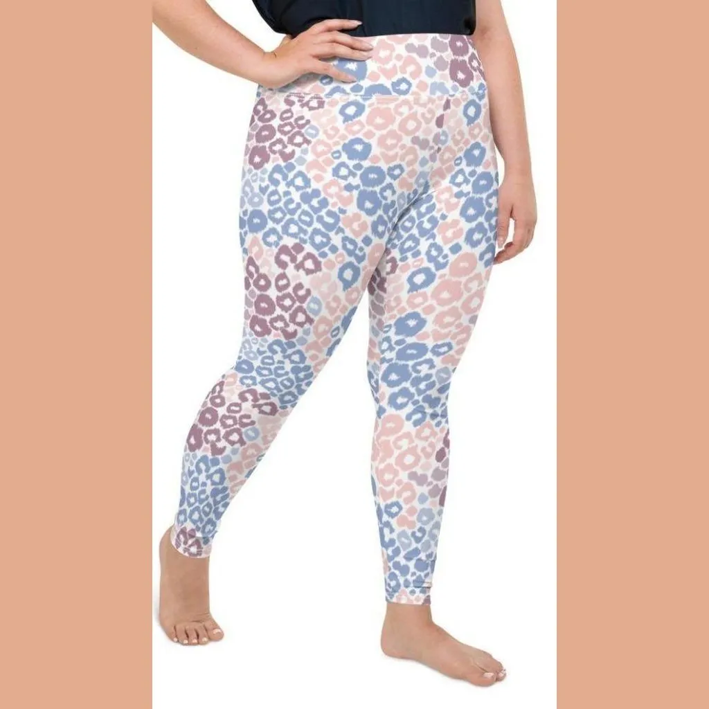 Pastel Leopard Print Plus Size Leggings