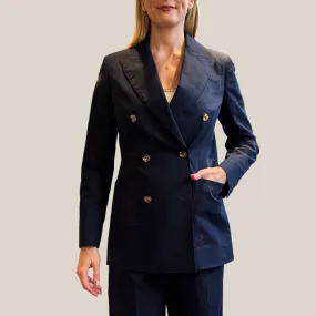 Patch Pocket Double Breasted Blazer - Navy