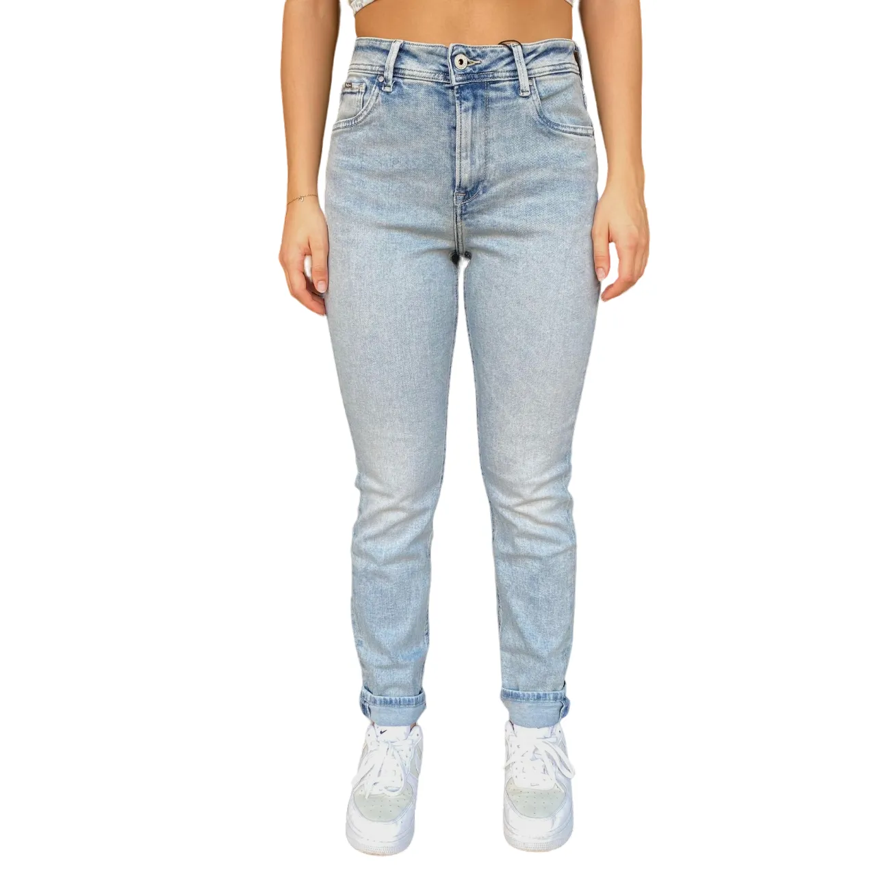 Pepe Jeans pantalone jeans da donna Tapered HW PL204591MI80 blu chiaro