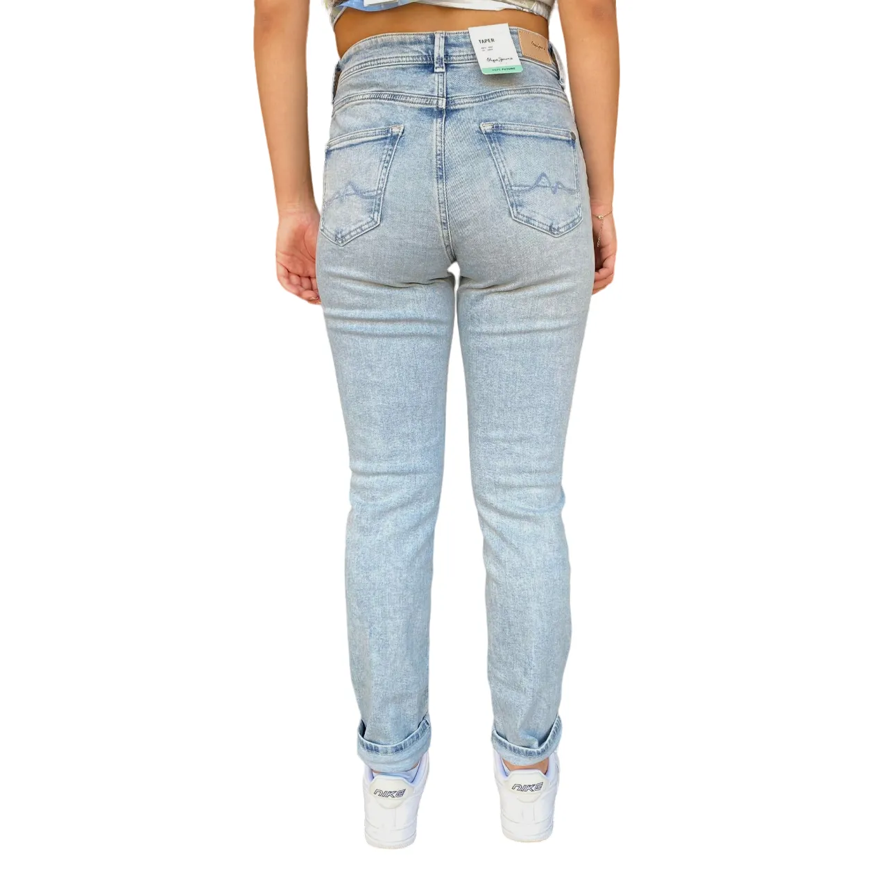 Pepe Jeans pantalone jeans da donna Tapered HW PL204591MI80 blu chiaro