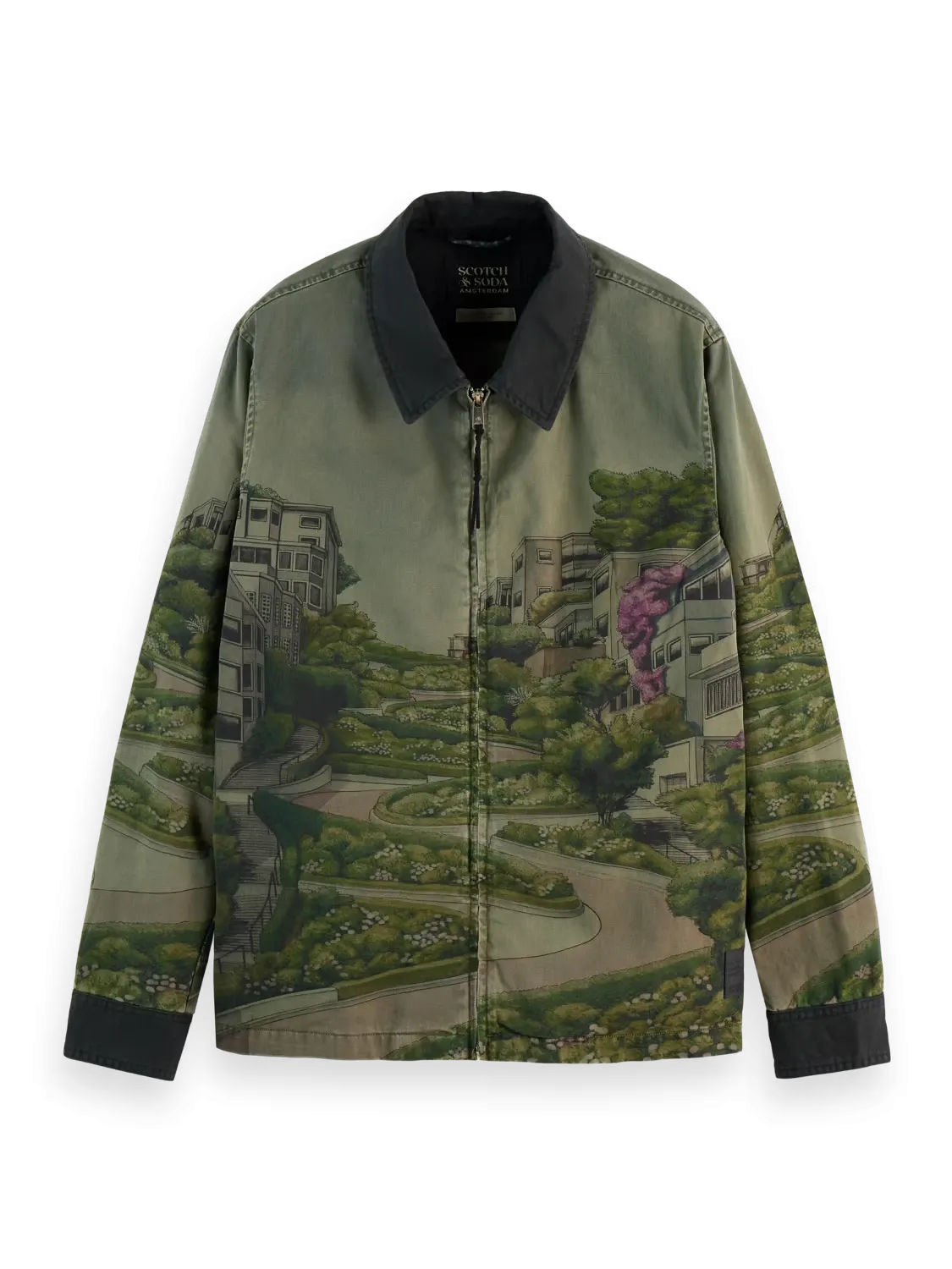 Photo-Printed Twill Coach Jacket (Green) - 178642WI24300