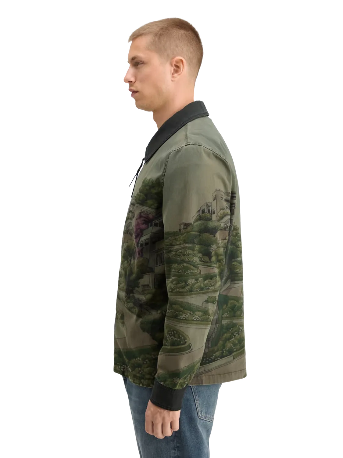 Photo-Printed Twill Coach Jacket (Green) - 178642WI24300