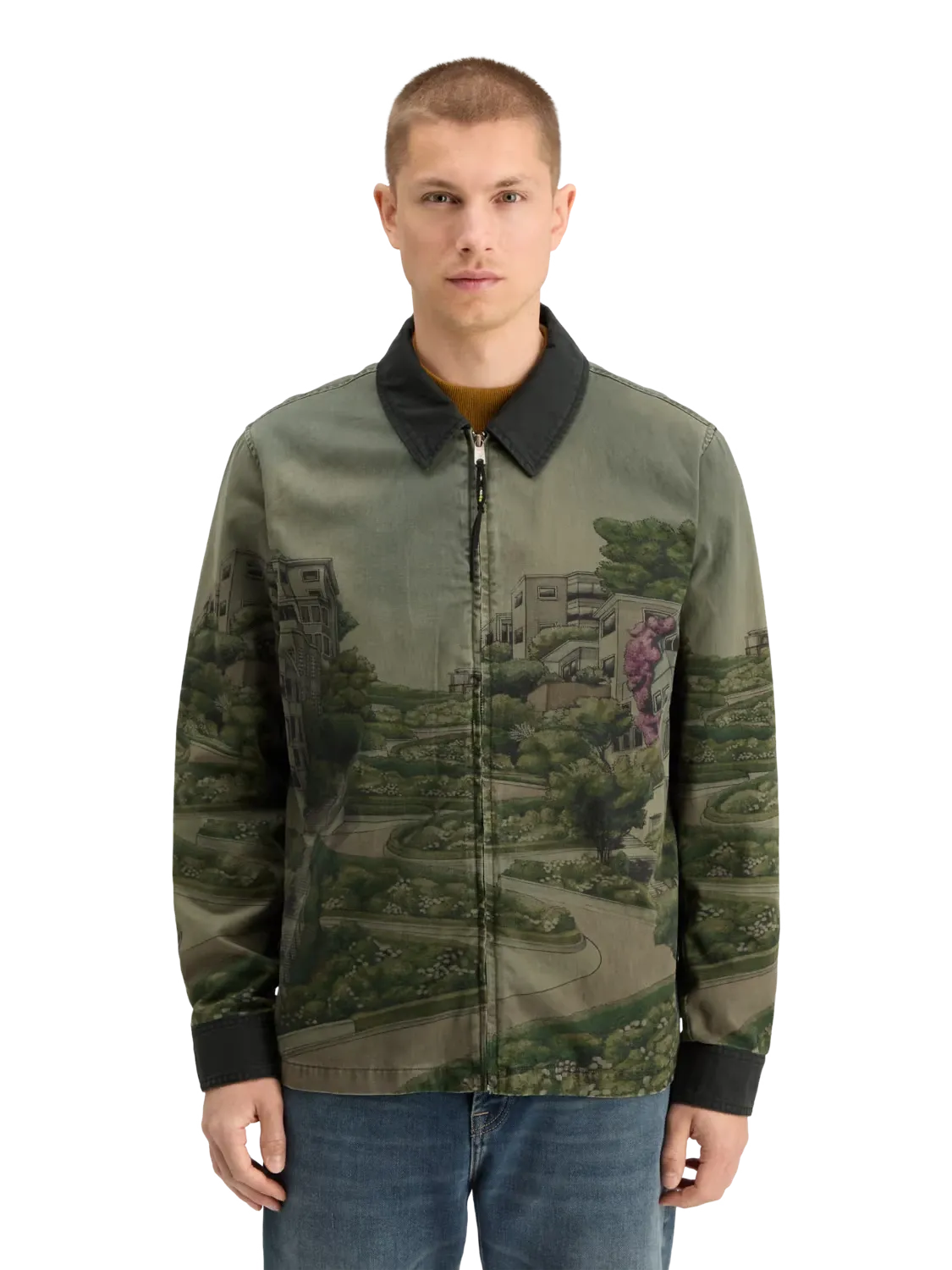 Photo-Printed Twill Coach Jacket (Green) - 178642WI24300