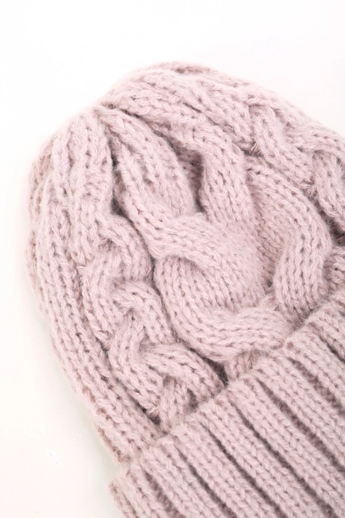 Pink Cable Knit Beanie & Glove Gift Set