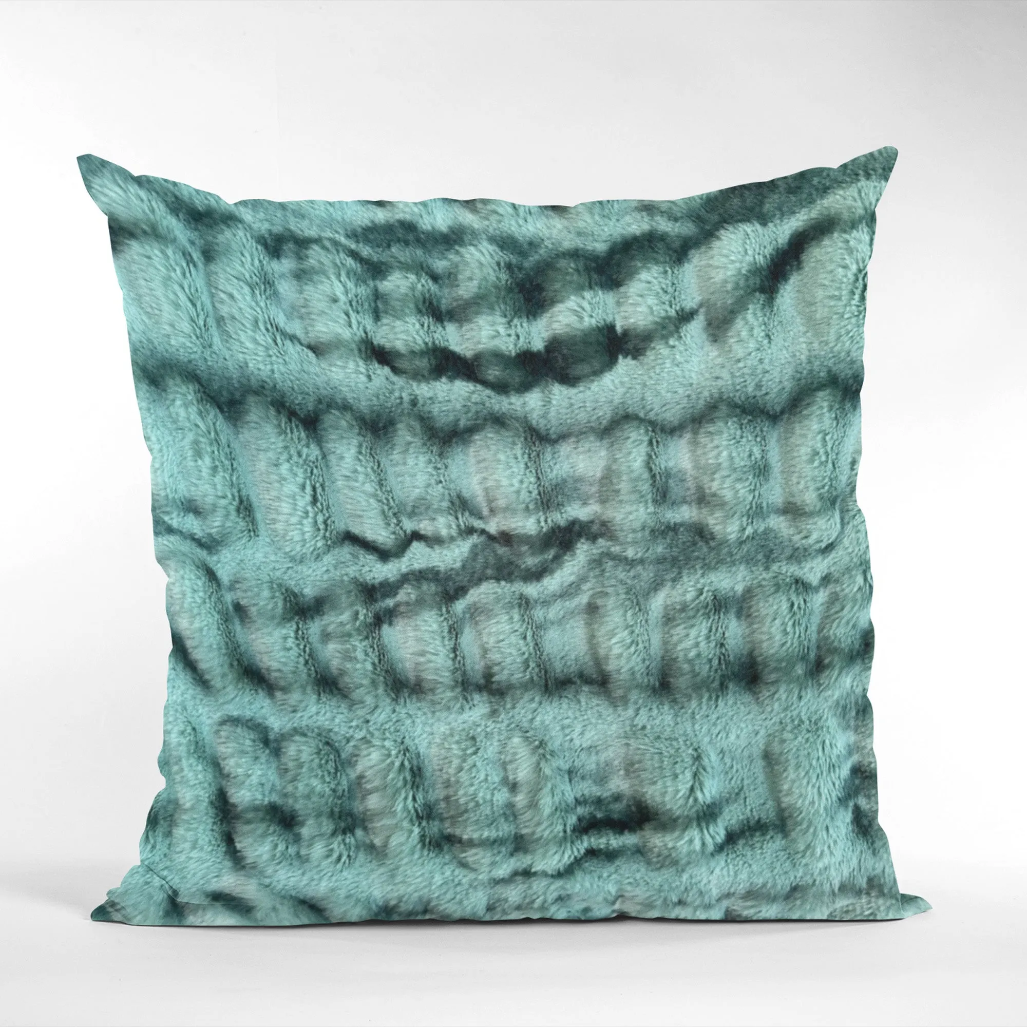 Plutus Teal Sherpa Animal Faux Fur Luxury Throw Pillow