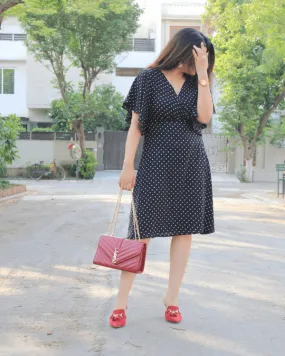 Polka Dots Adjustable Wrap Dress