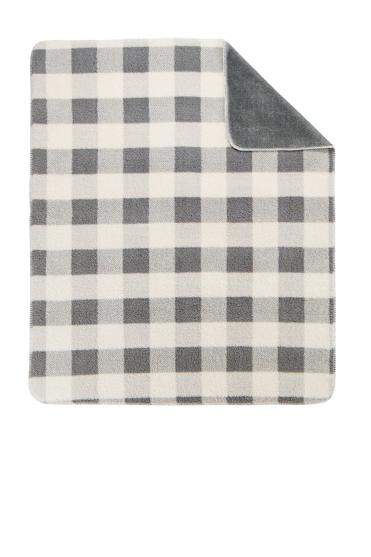 Port Authority Double-Sided Sherpa/Plush Blankets, Grey/ Marshmallow Buffalo Plaid